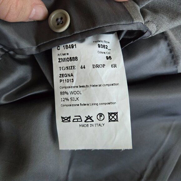 Ermenegildo Zegna Light Grey Silk Suit Jacket Size 44R - Picture 7 of 11